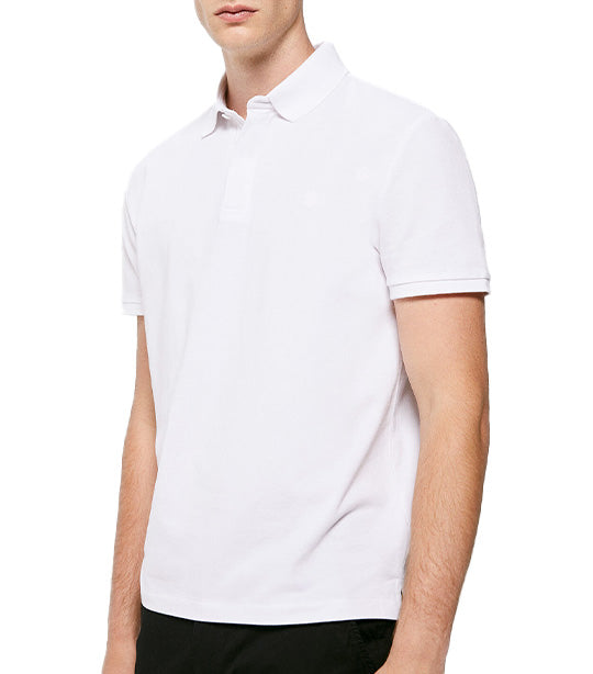 Slim Piqué Polo Shirt With Hidden Placket White