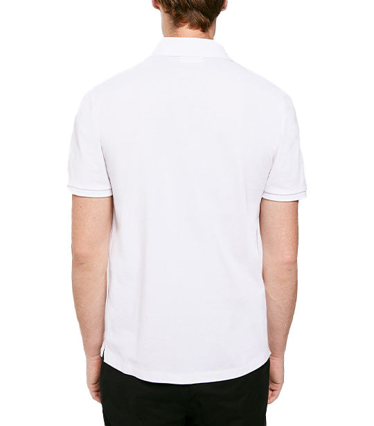 Slim Piqué Polo Shirt With Hidden Placket White