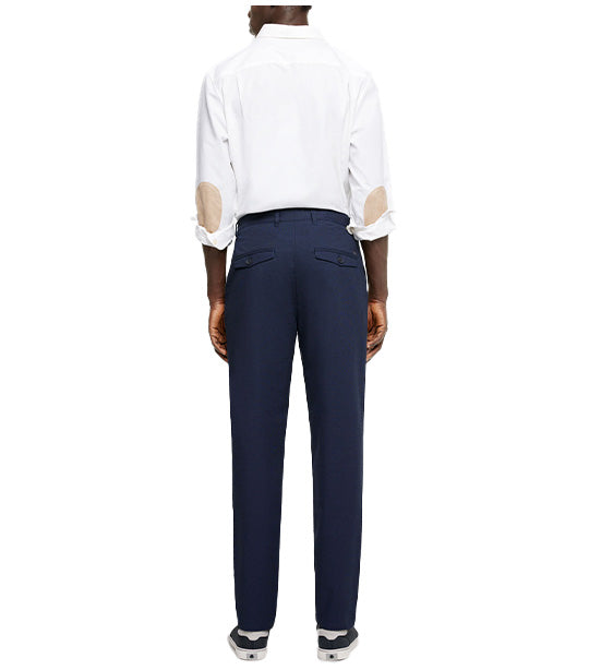 Chinese Two-Tone Structured Dress Pants Dark Blue