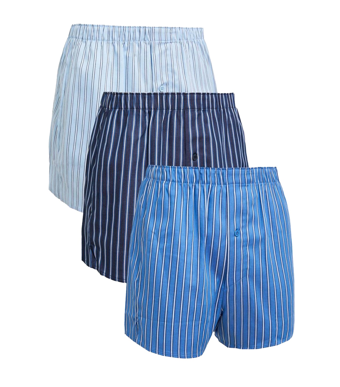 3 Pack Pure Cotton Striped Woven Boxers Ocean