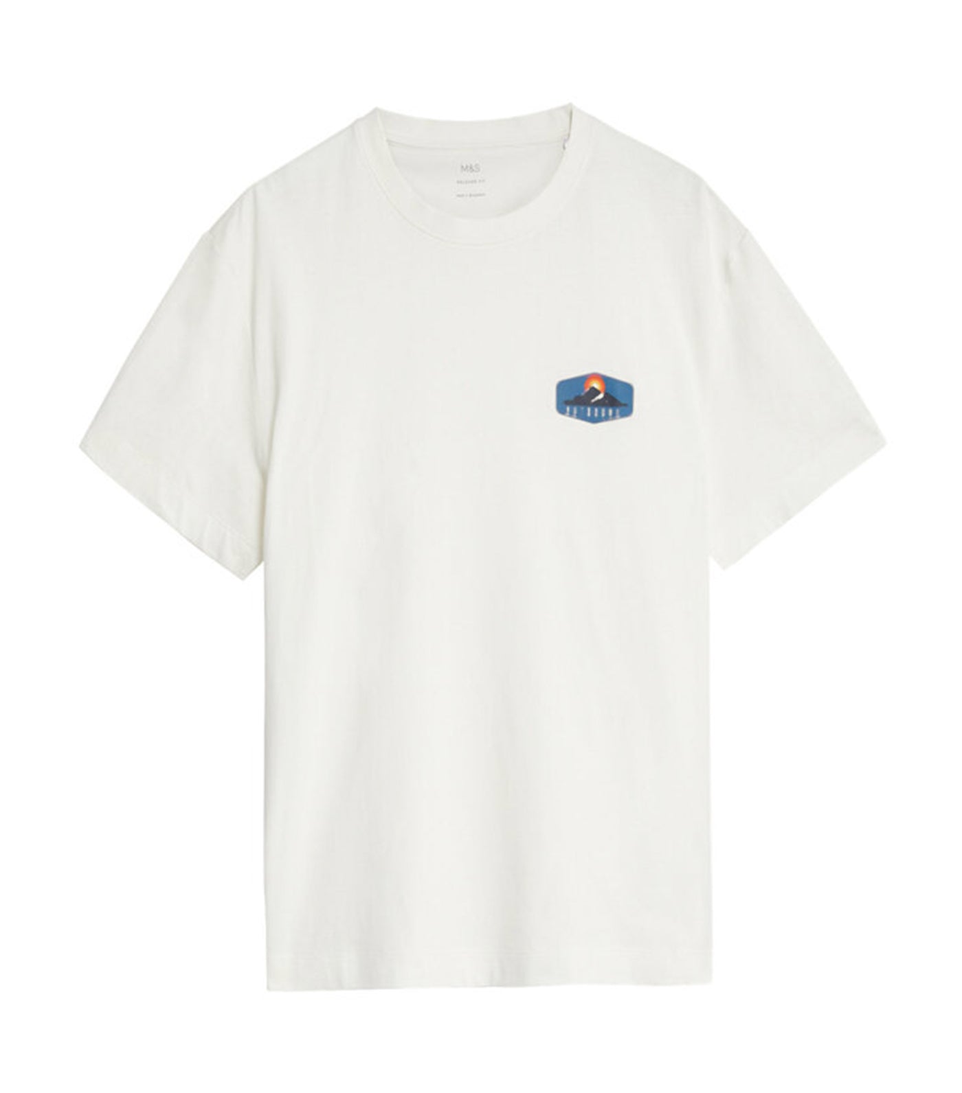 Pure Cotton Mountain Graphic T-Shirt Ivory