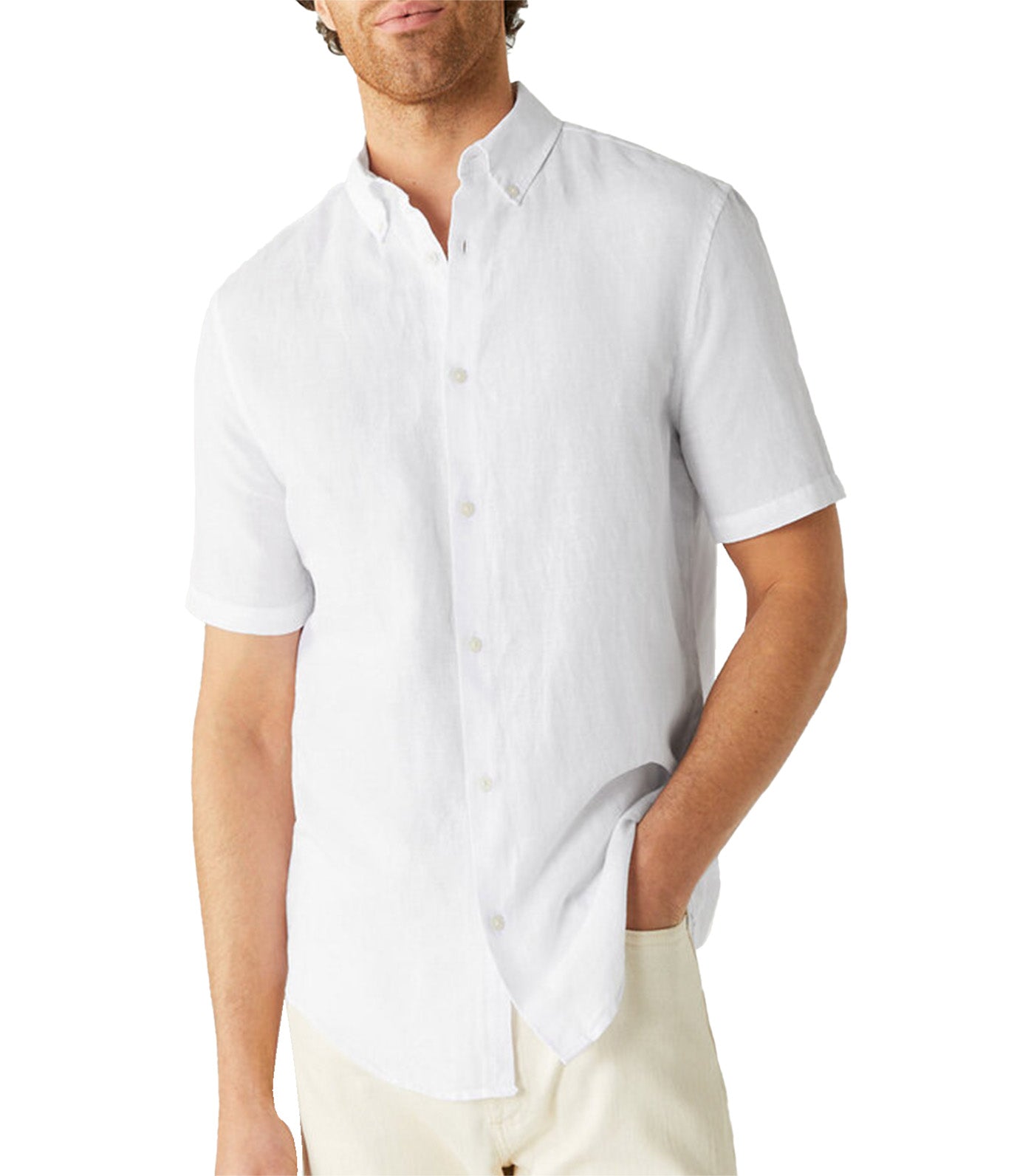 Easy Iron Linen Rich Shirt White