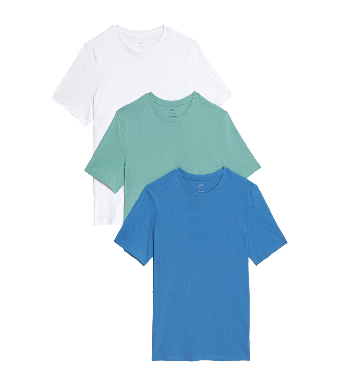 3-Pack Pure Cotton Crew Neck T-Shirts Ocean