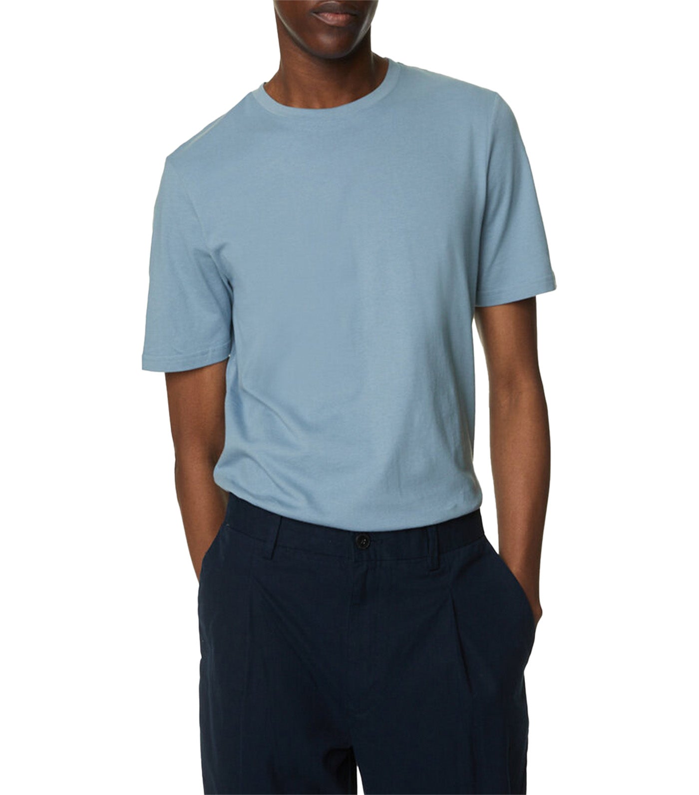 3-Pack Pure Cotton Crew Neck T-Shirts Pale Blue Mix