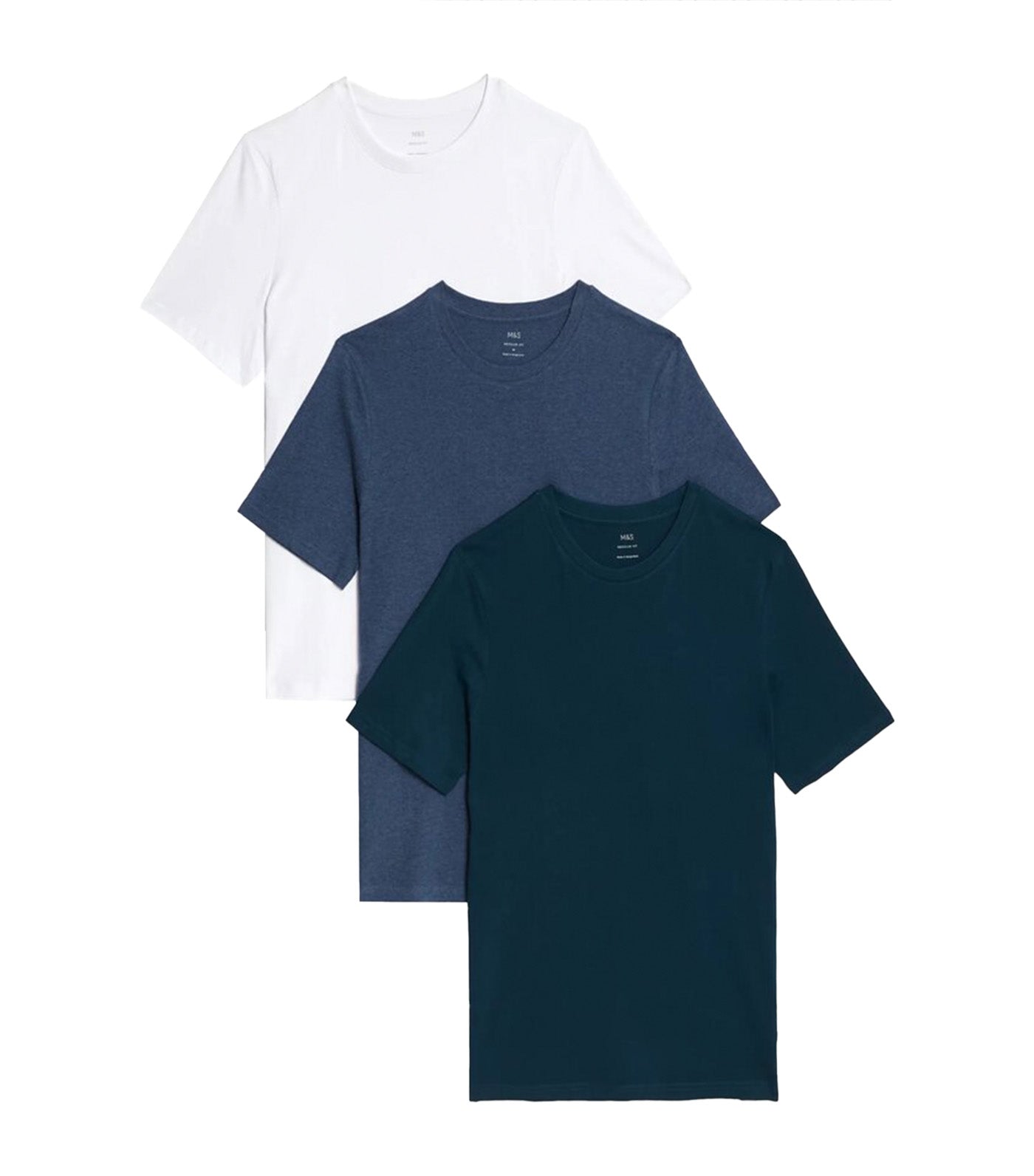 Marks & Spencer 3-Pack Pure Cotton Crew Neck T-Shirts Denim Mix
