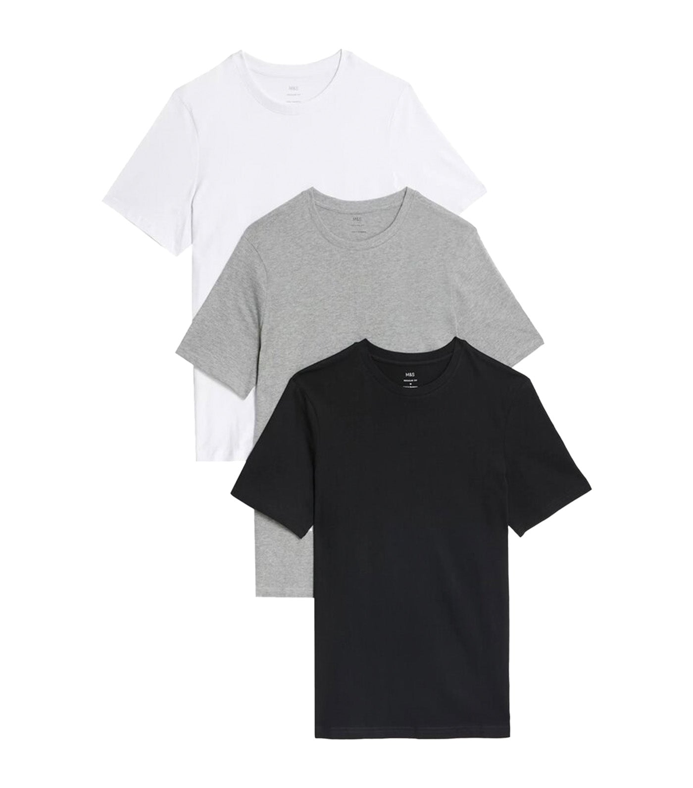 3 Pack Pure Cotton Crew Neck T-Shirts Gray Mix