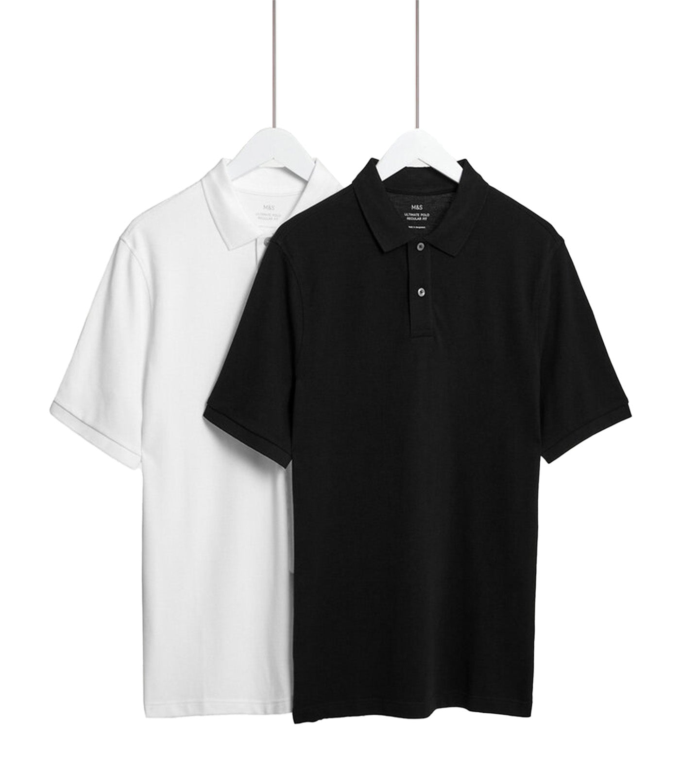 2 Pack Pure Cotton Polo Shirts Black/White
