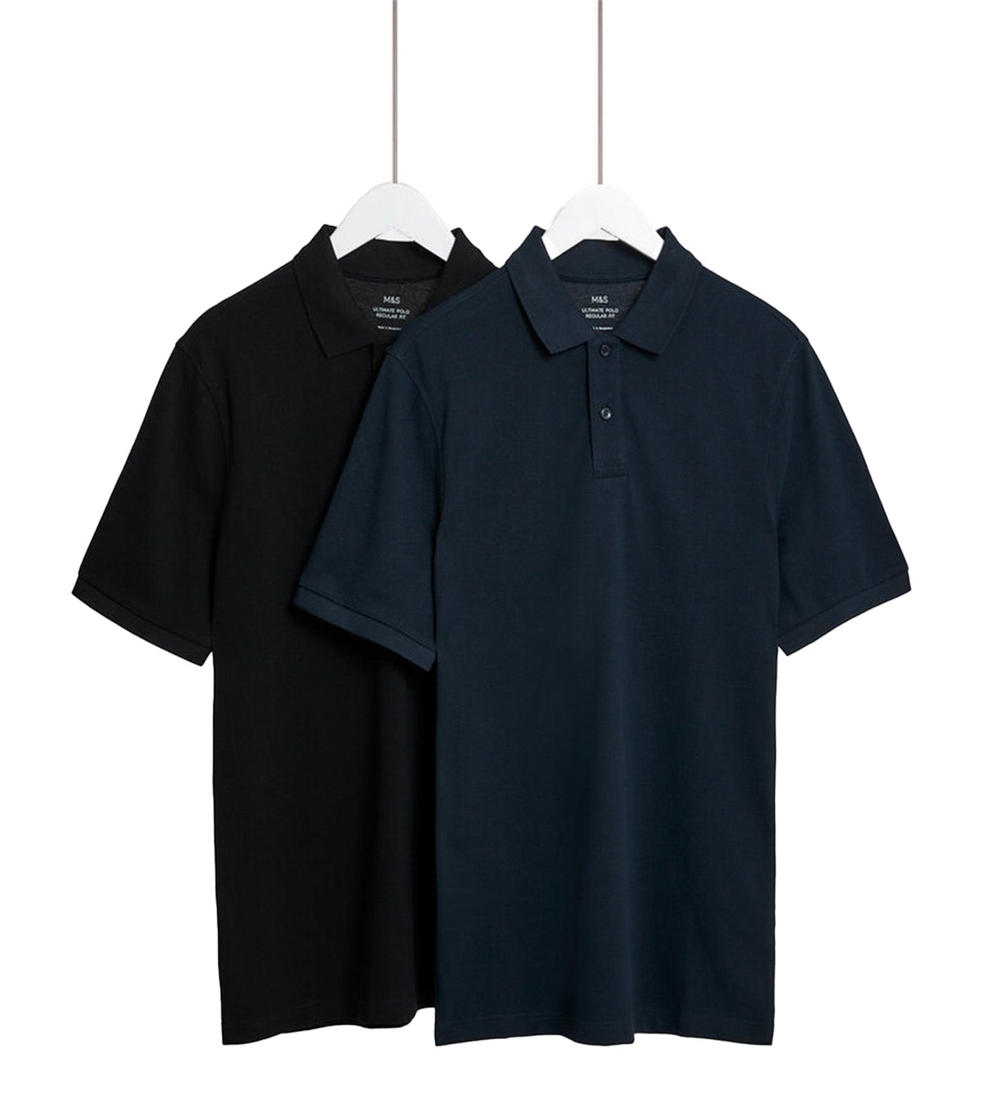 2 Pack Pure Cotton Polo Shirts Black Mix