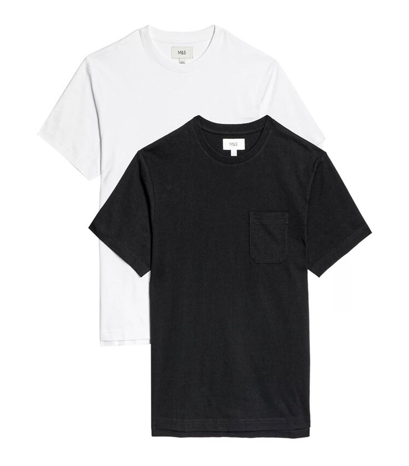 2-Pack Pure Cotton Crew Neck T-Shirts Black Mix