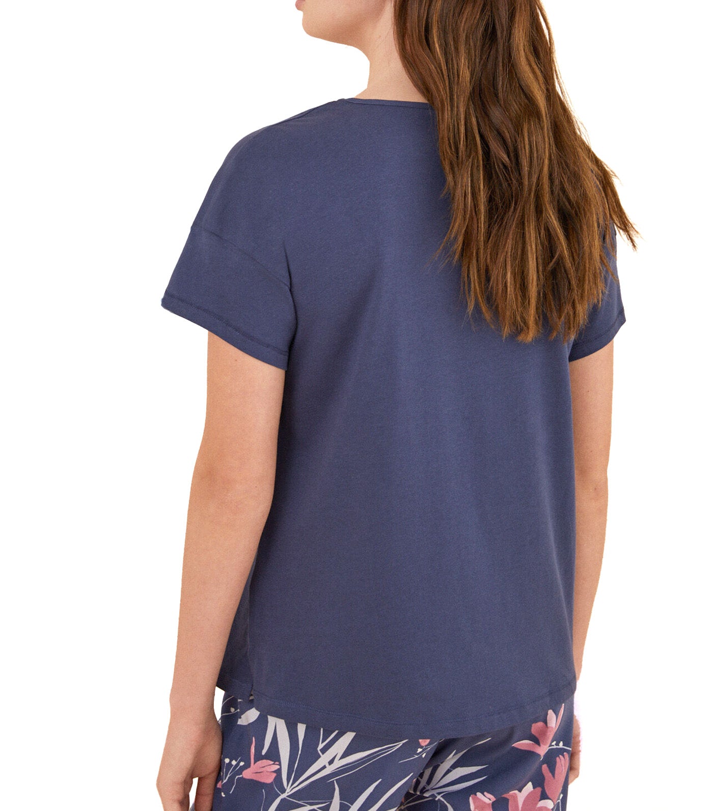 100% Cotton Navy Blue Lace Short Sleeve T-Shirt