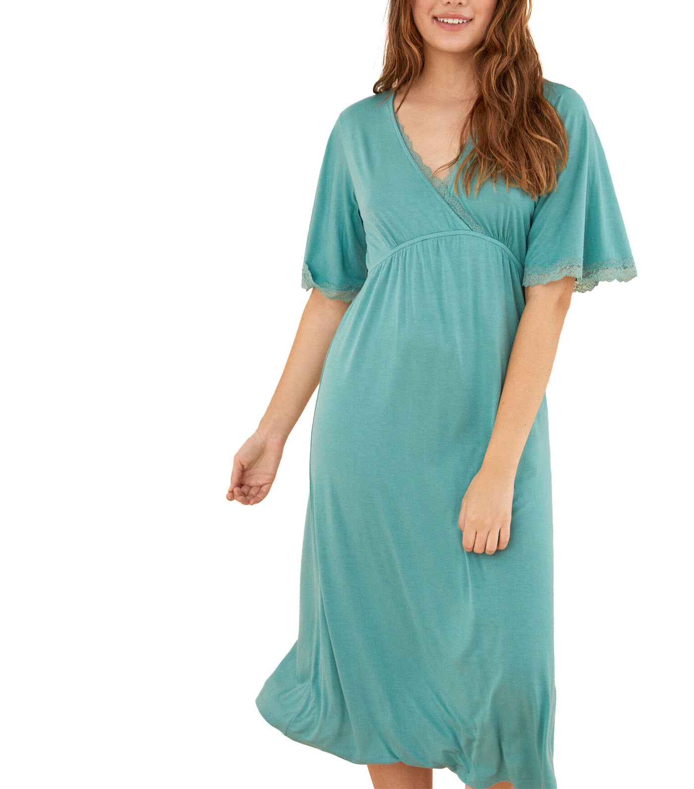 Green Soft Viscose Flared Nightgown