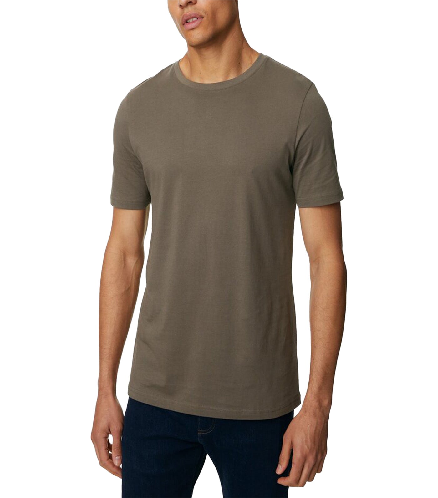 Pure Cotton Crew Neck T-Shirt Medium Brown
