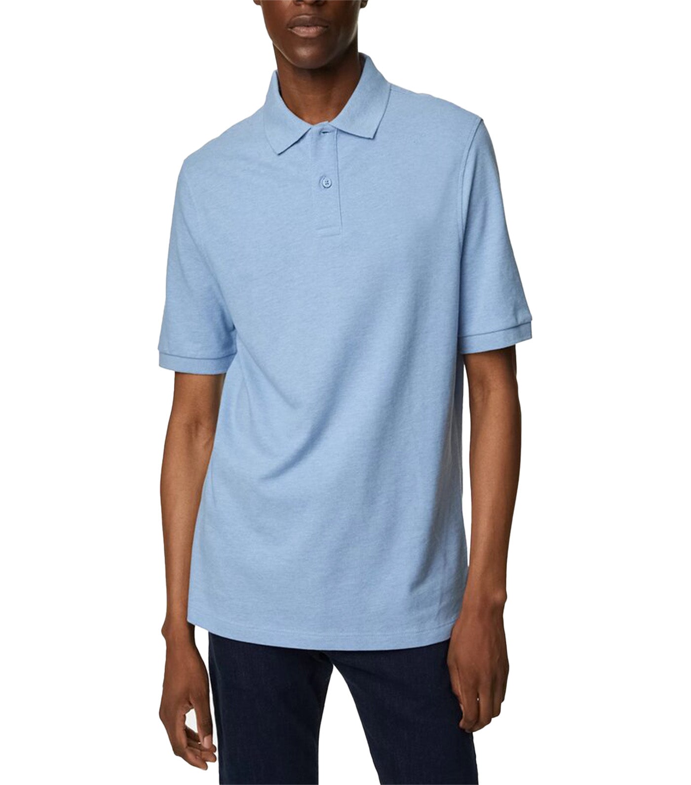 2 Pack Pure Cotton Polo Shirts Pale Blue Mix