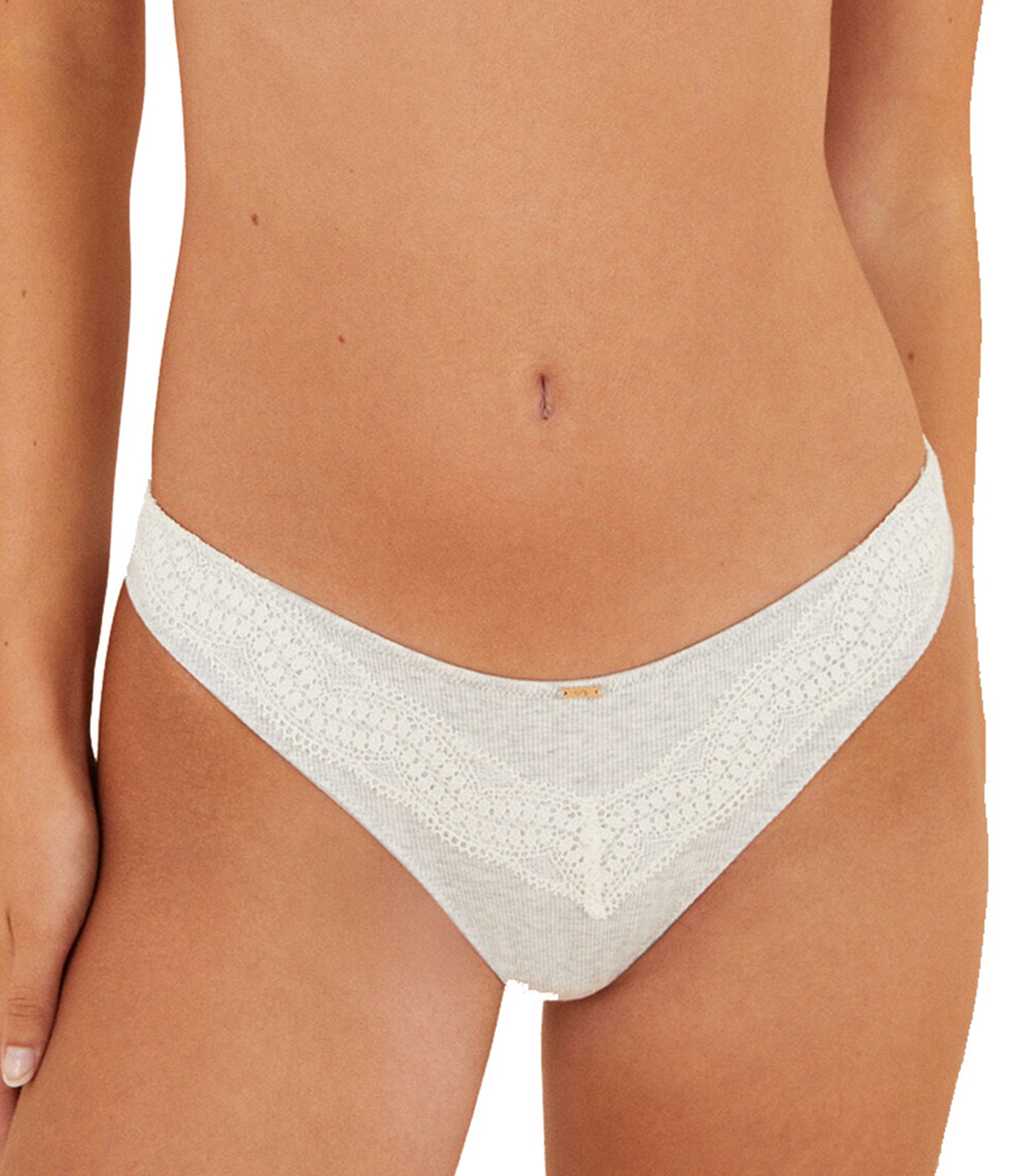 Green tanga with ivory triangles print in cotton - Table Panties
