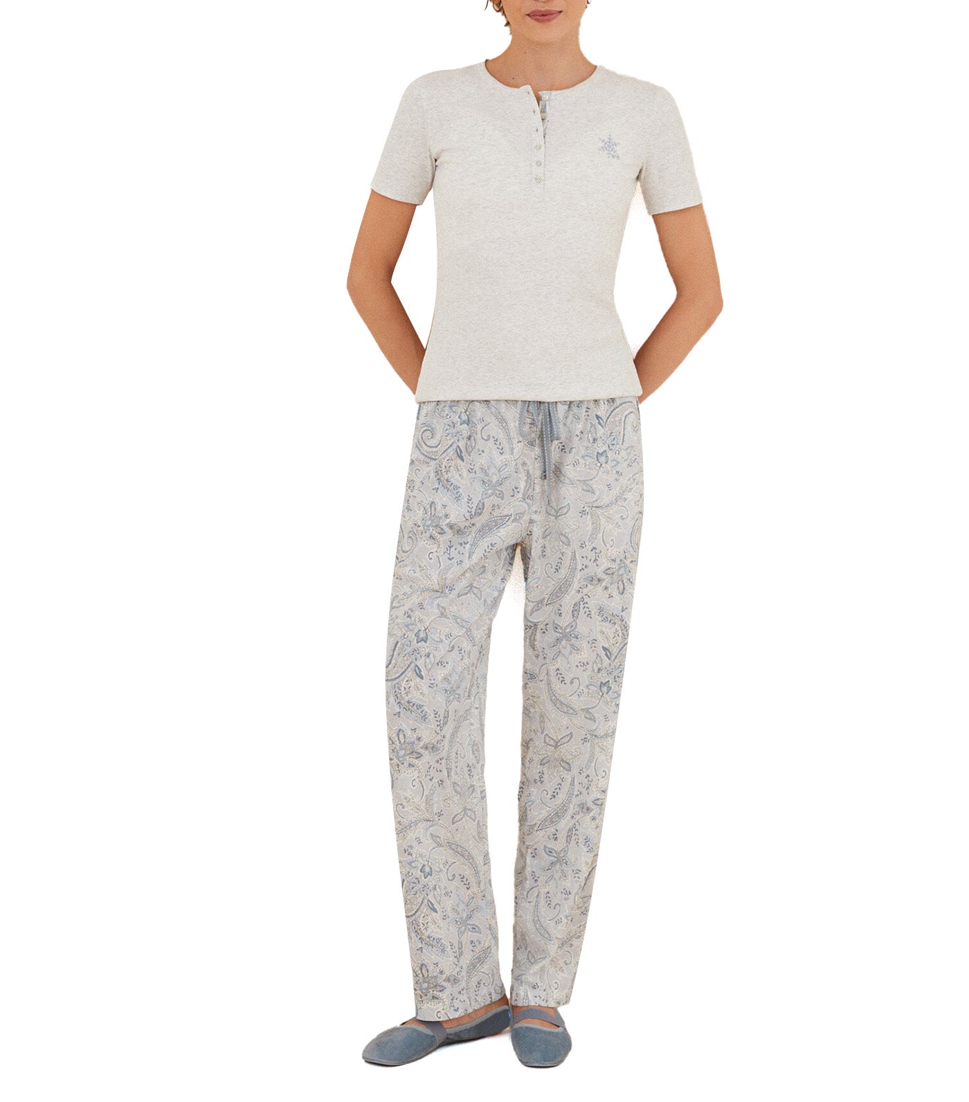 Long Paisley Pajama Gray