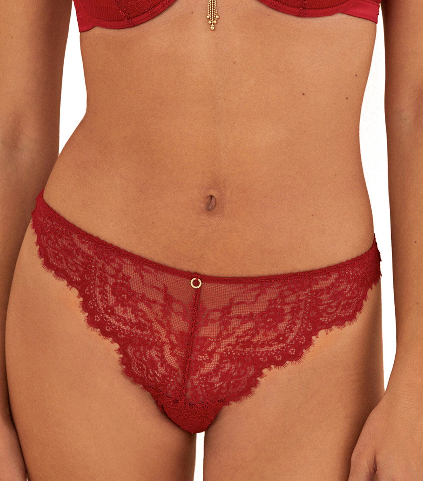 Lace Brazilian Panties Red