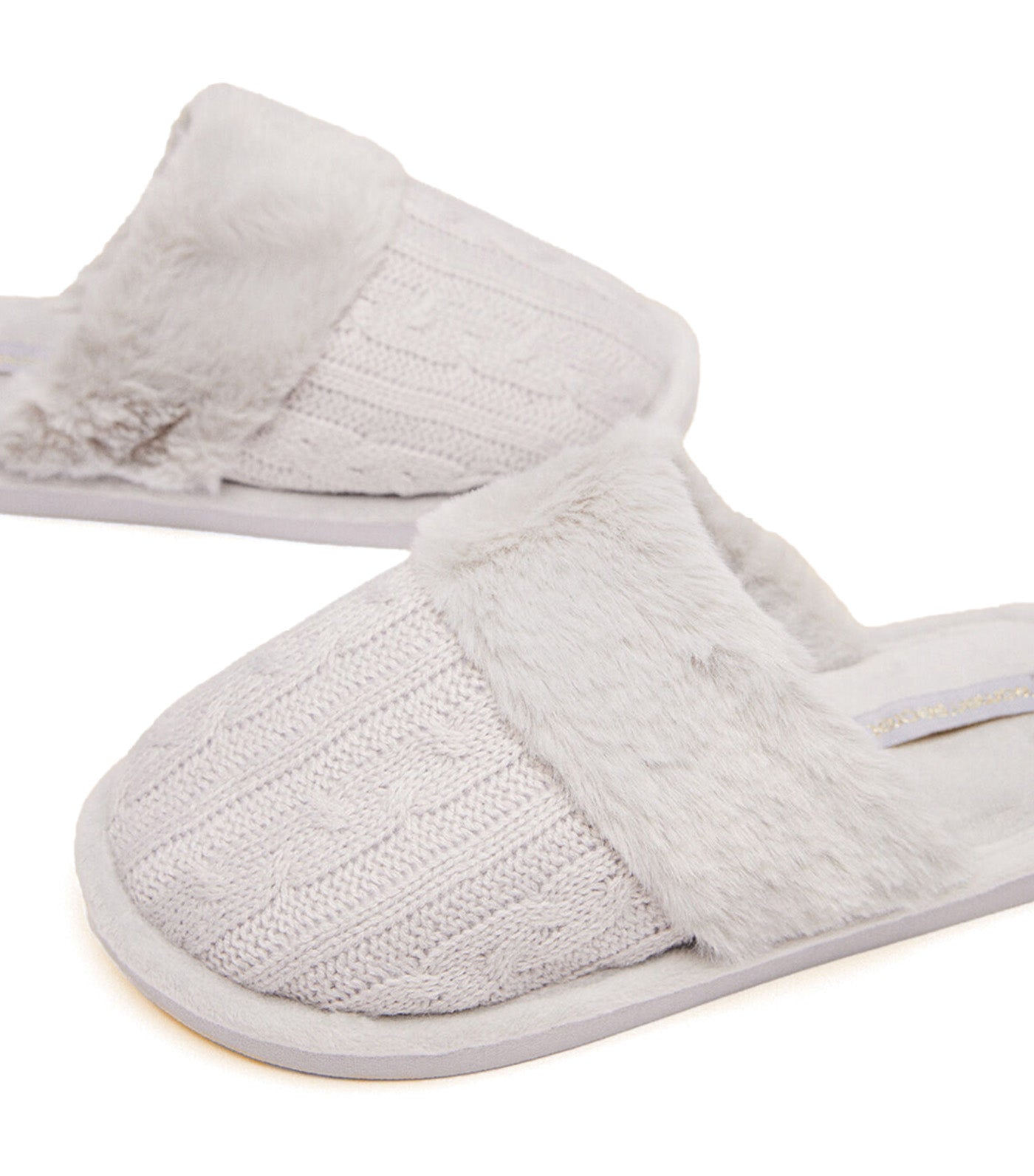 Fur/Tricot House Slippers Gray