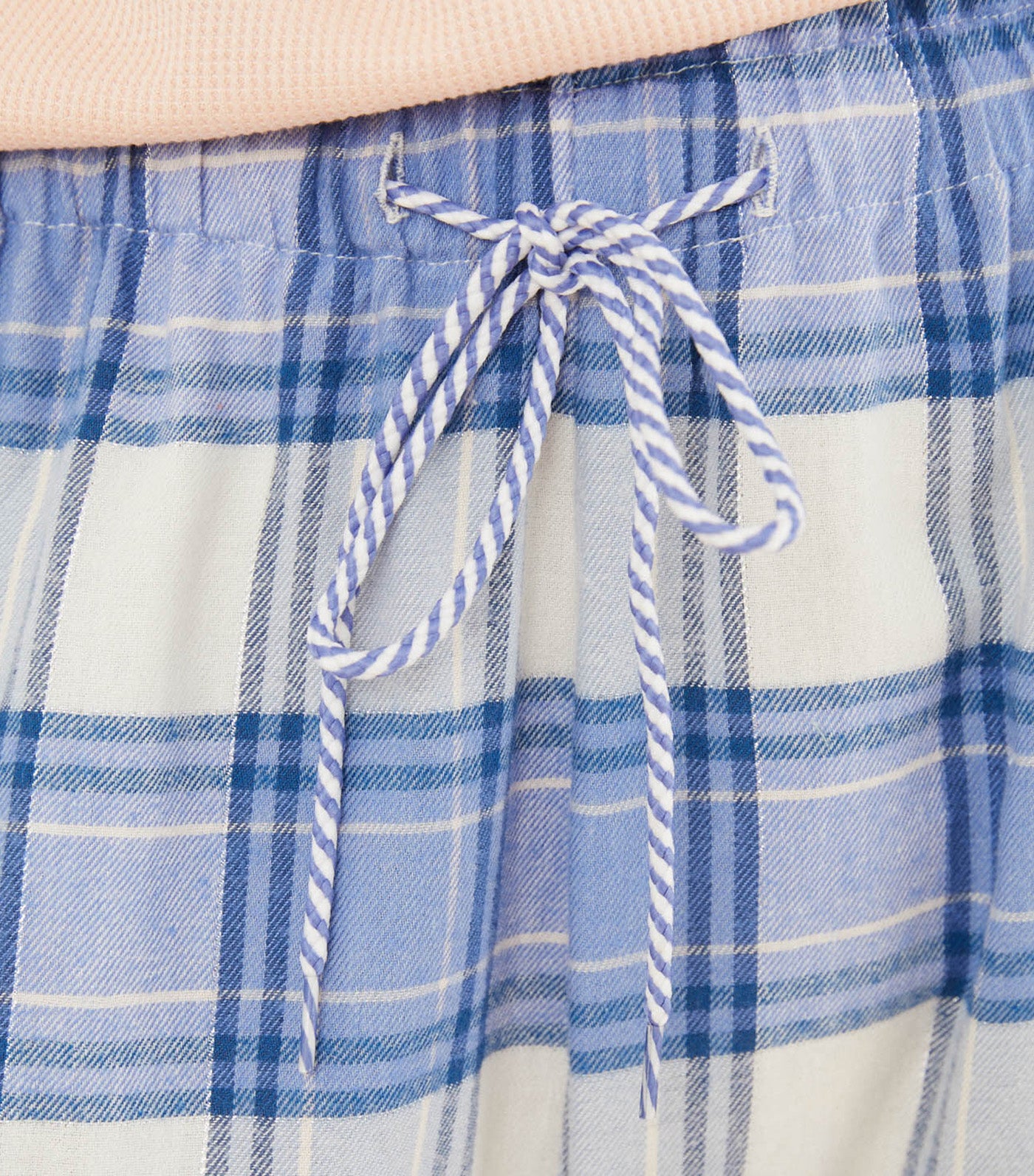 Long Checked Cotton Flannel Pajama Bottoms Blue