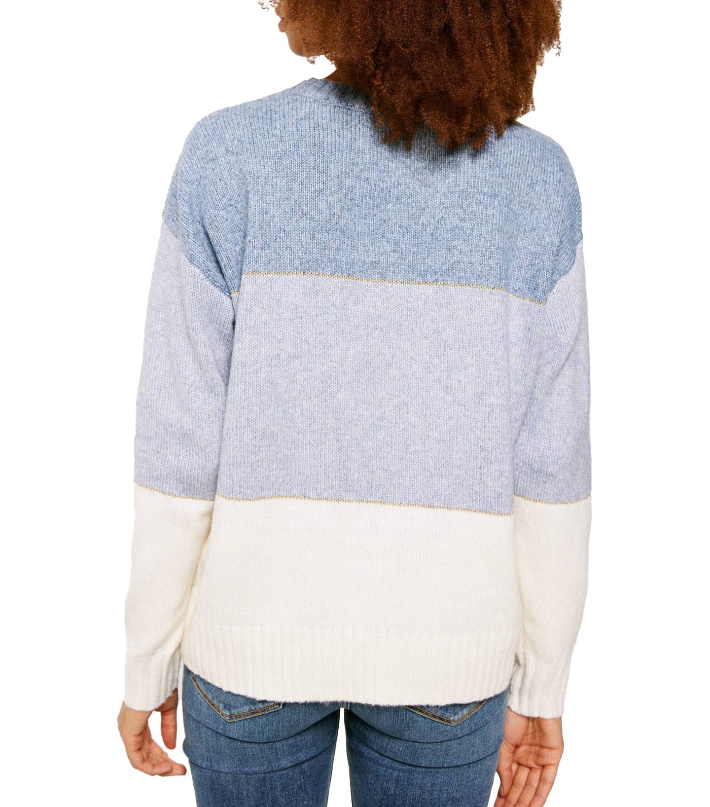 Color Block Lurex Wool Sweater Blue