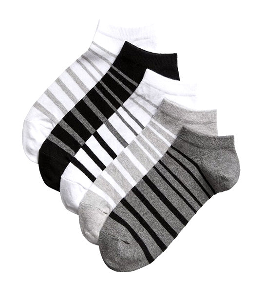 Marks & Spencer 5 Pack Cool & Fresh™ Striped Trainer Liners™ Gray Mix
