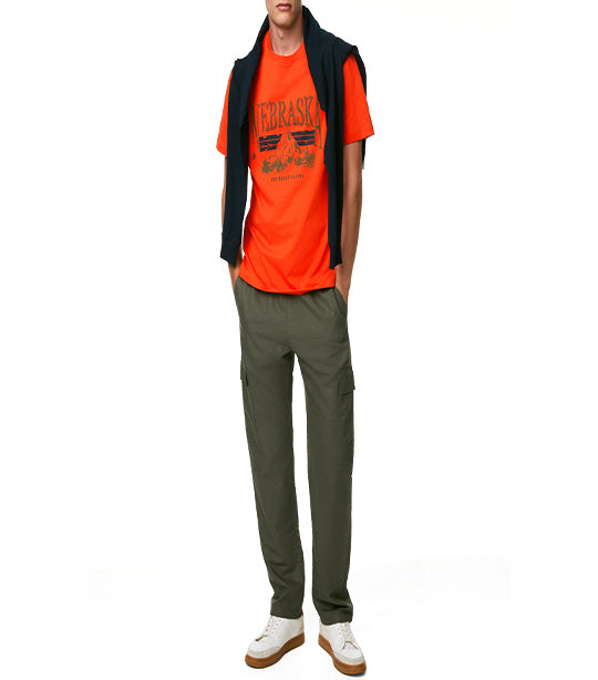 Pure Cotton Nebraska Graphic T-Shirt Bright Orange