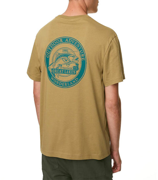 Pure Cotton Fishing Graphic T-Shirt Bronze