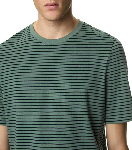 Pure Cotton Striped Crew Neck T-Shirt Green Mix