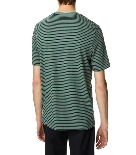 Pure Cotton Striped Crew Neck T-Shirt Green Mix