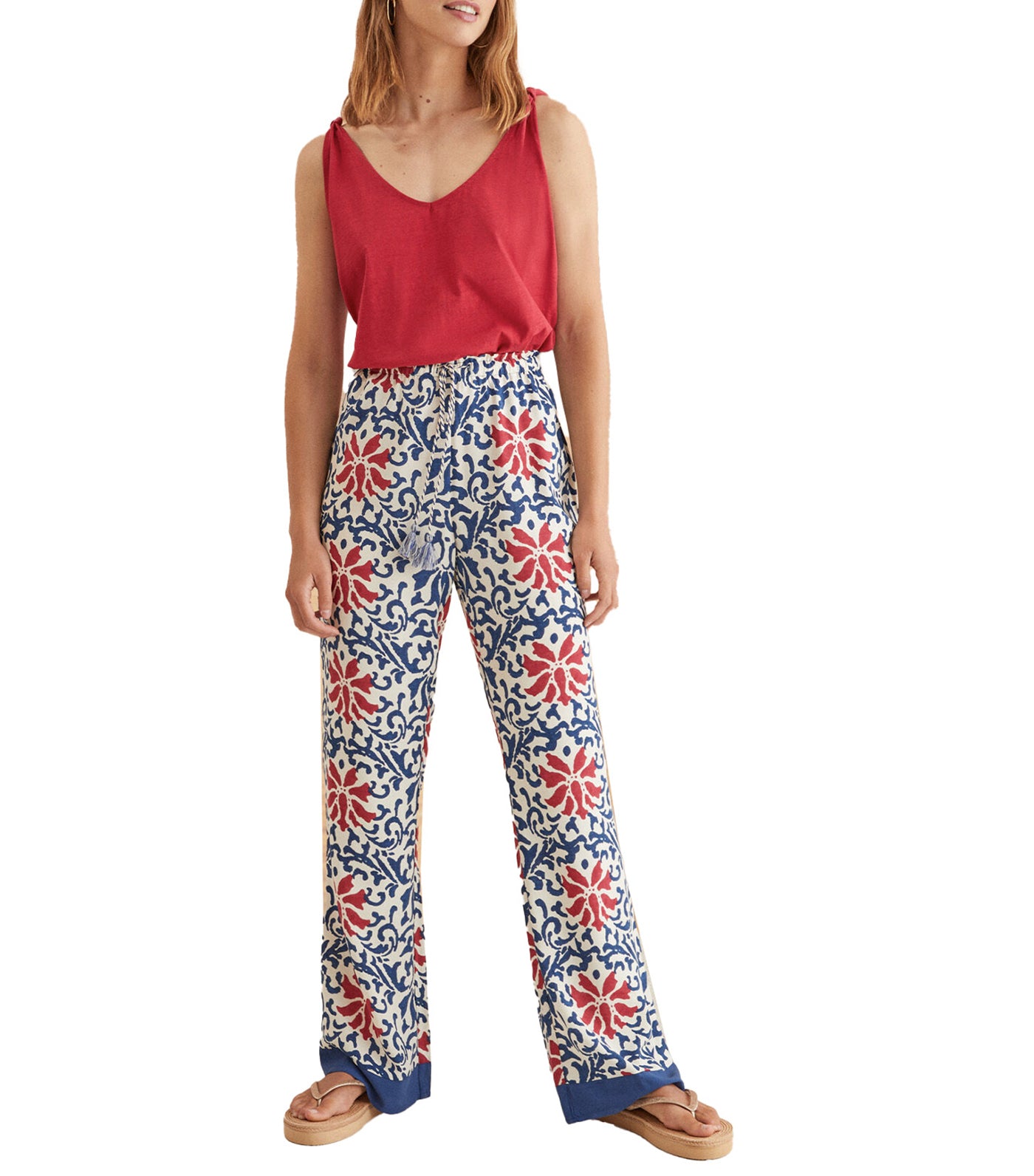 Long Printed Trousers Blue