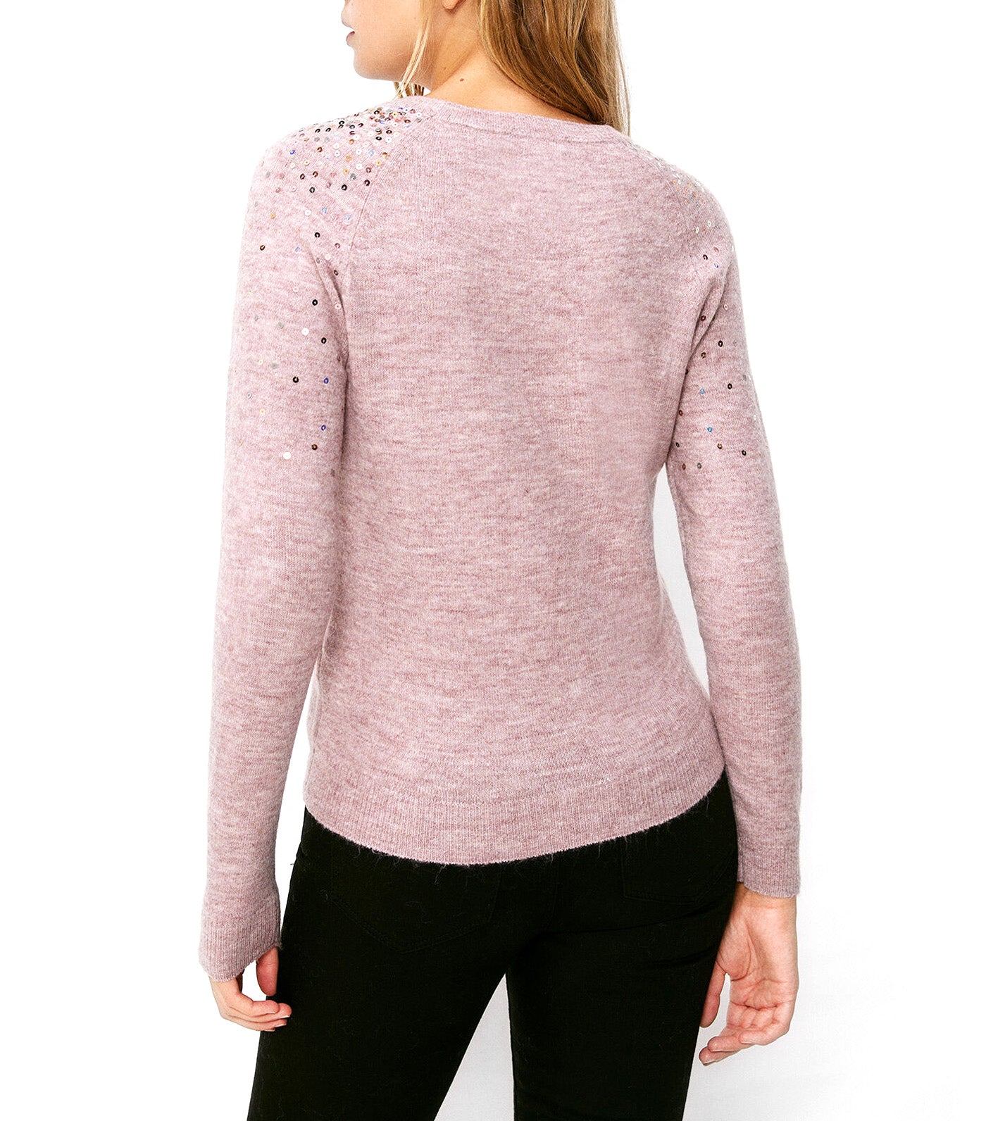 Gradient Sequins Sweater Pink