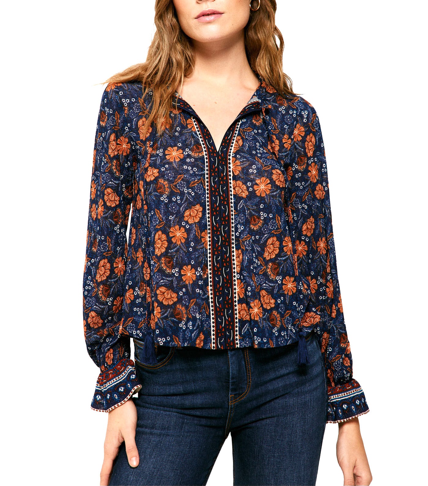 Floral Blouse With Borders Multi
