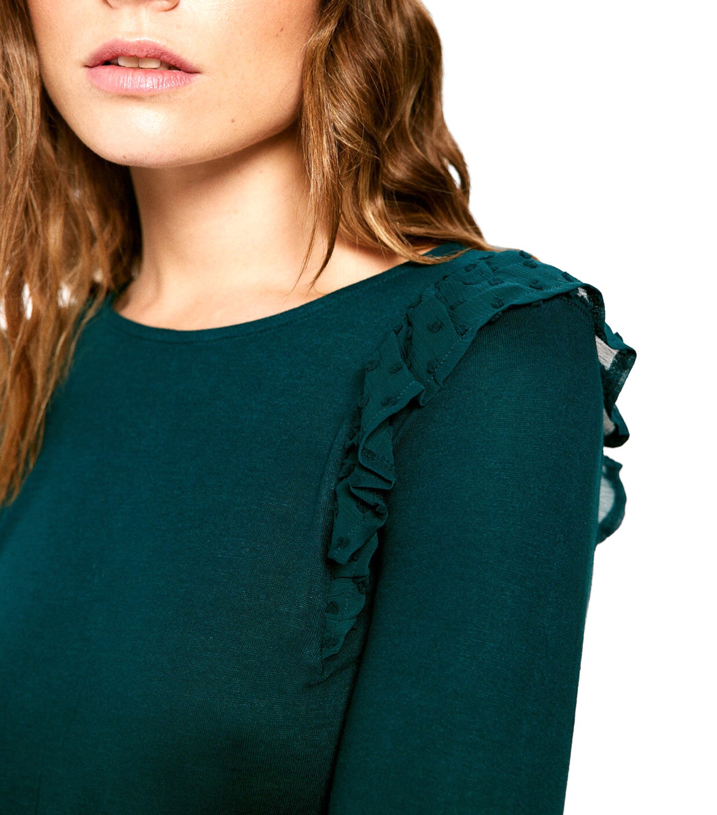 Plumeti Ruffle Shoulder T-Shirt Green