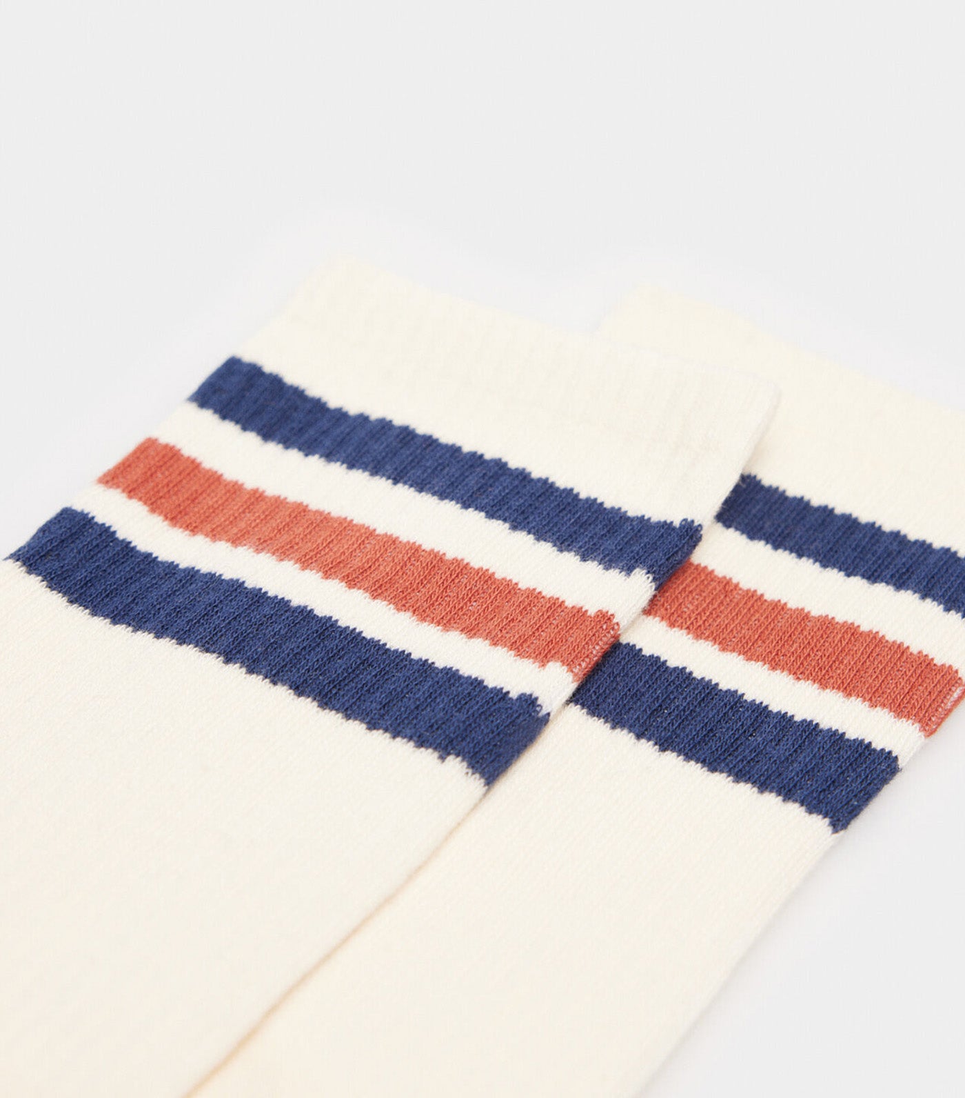 Striped Ribbed Sock White
