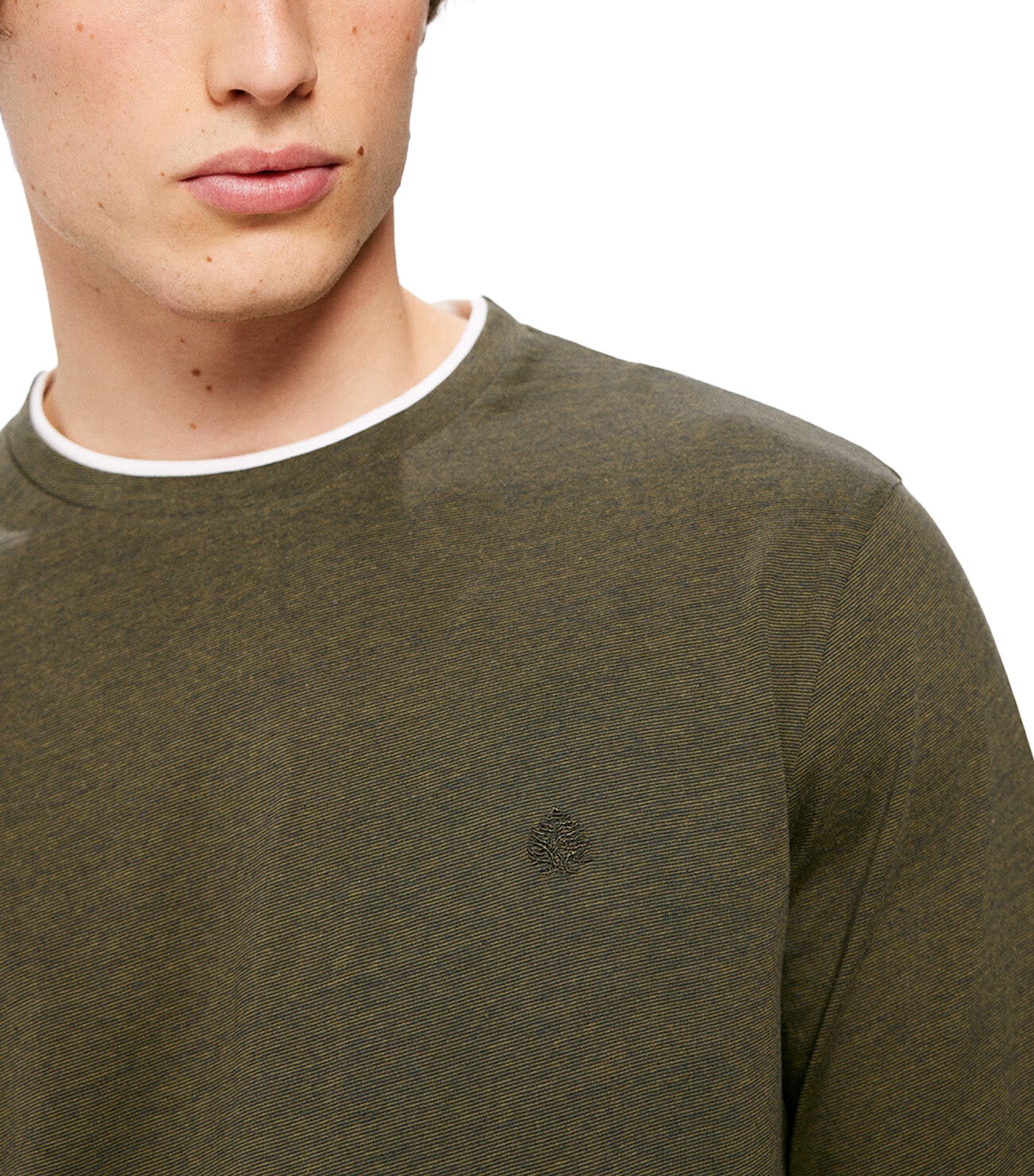 Double Microstripe Long Sleeve T-Shirt Khaki