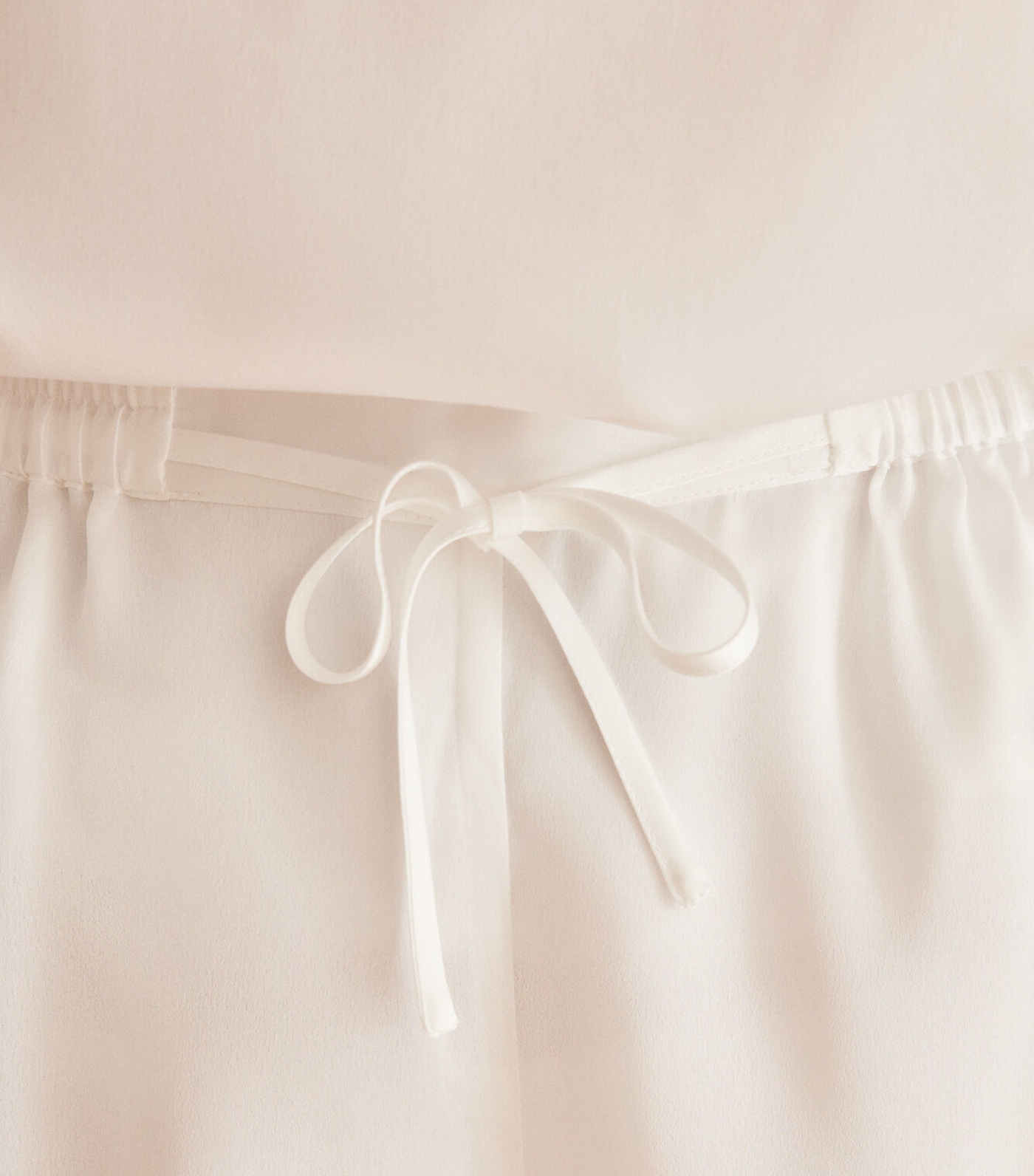 Short Satin Pajama Set White