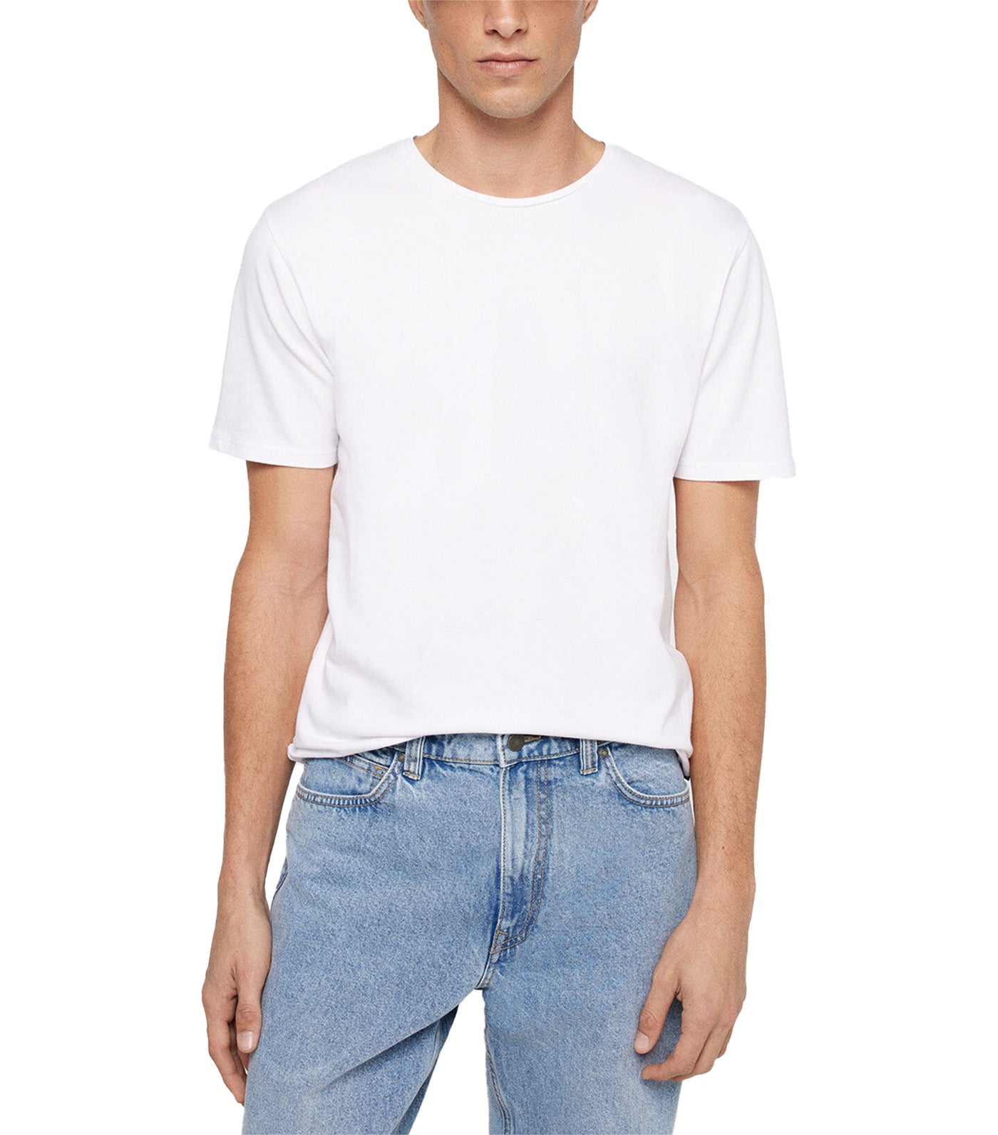 Elastane Round Neck T-Shirt White