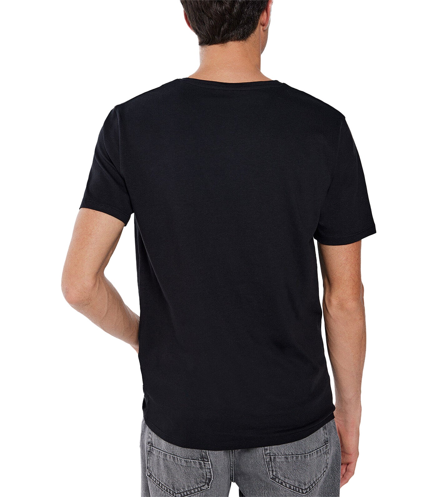Elastane V-Neck T-Shirt Black