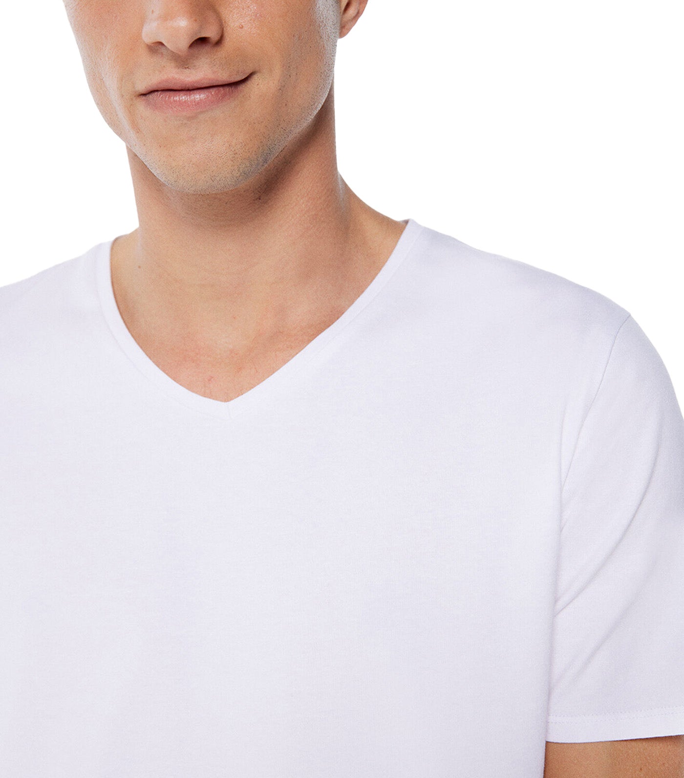 Elastane V-Neck T-Shirt White