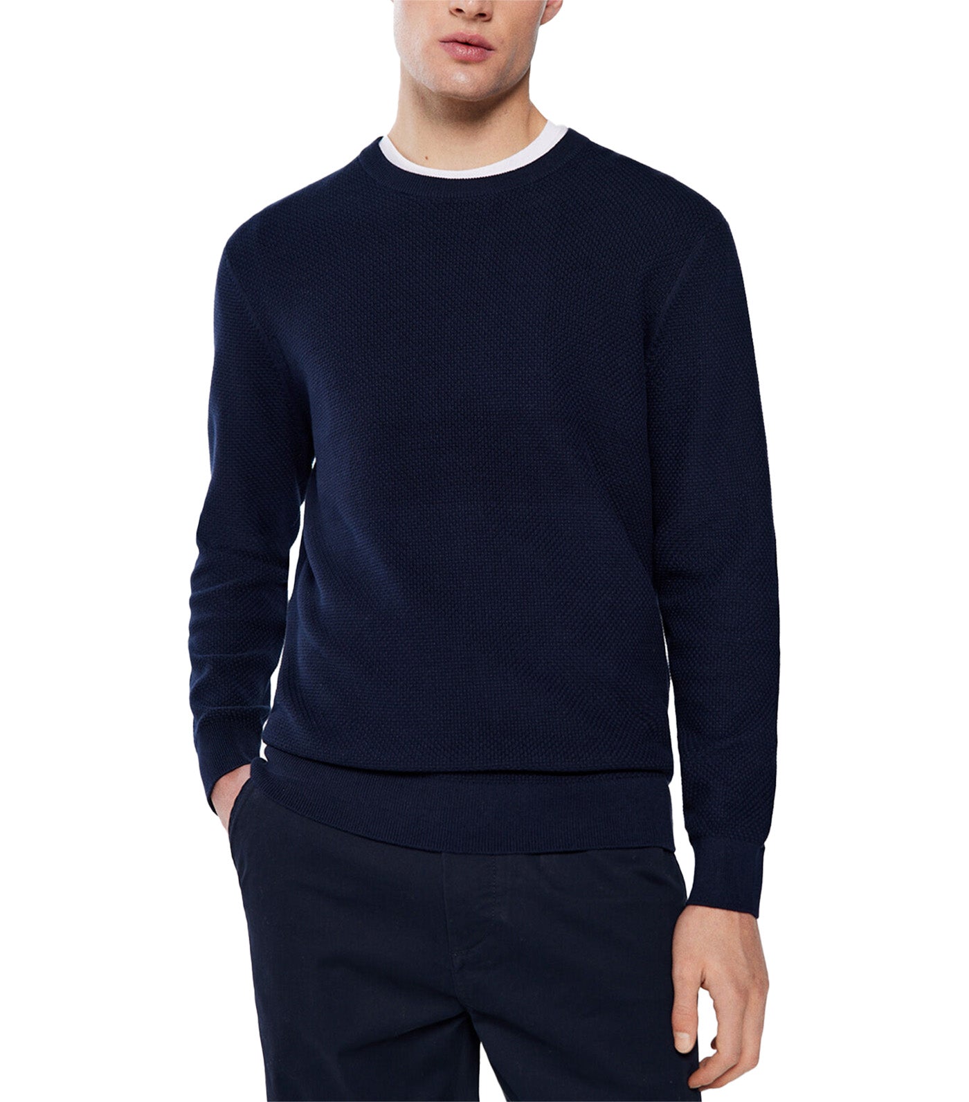 Colored Structured Sweater Navy