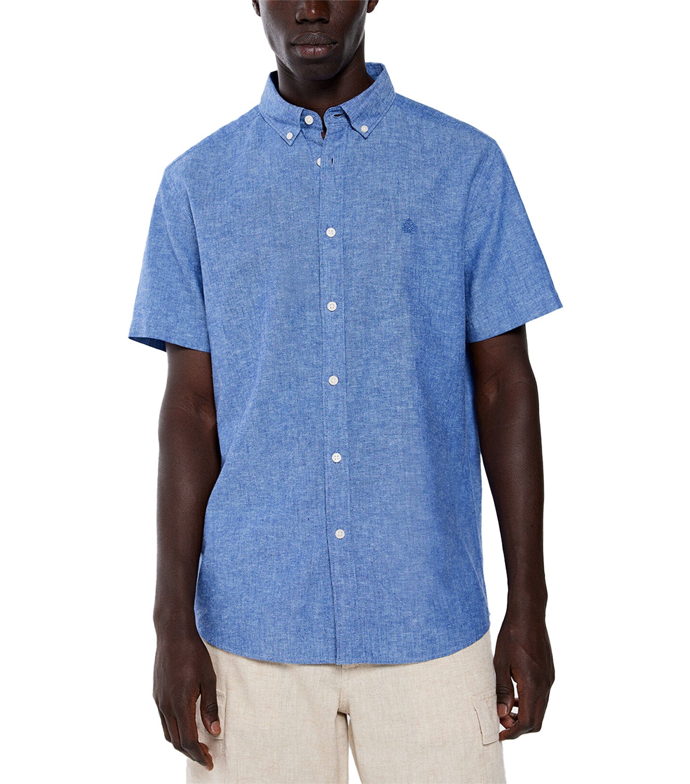 Short-Sleeved Linen Shirt Blue