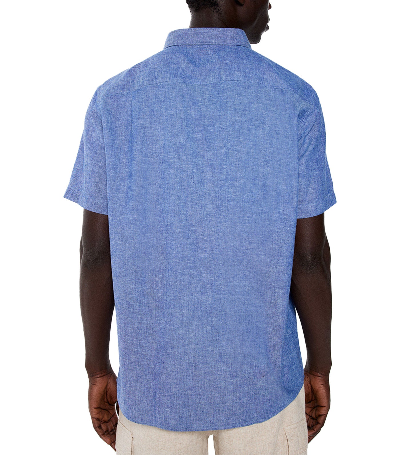 Short-Sleeved Linen Shirt Blue