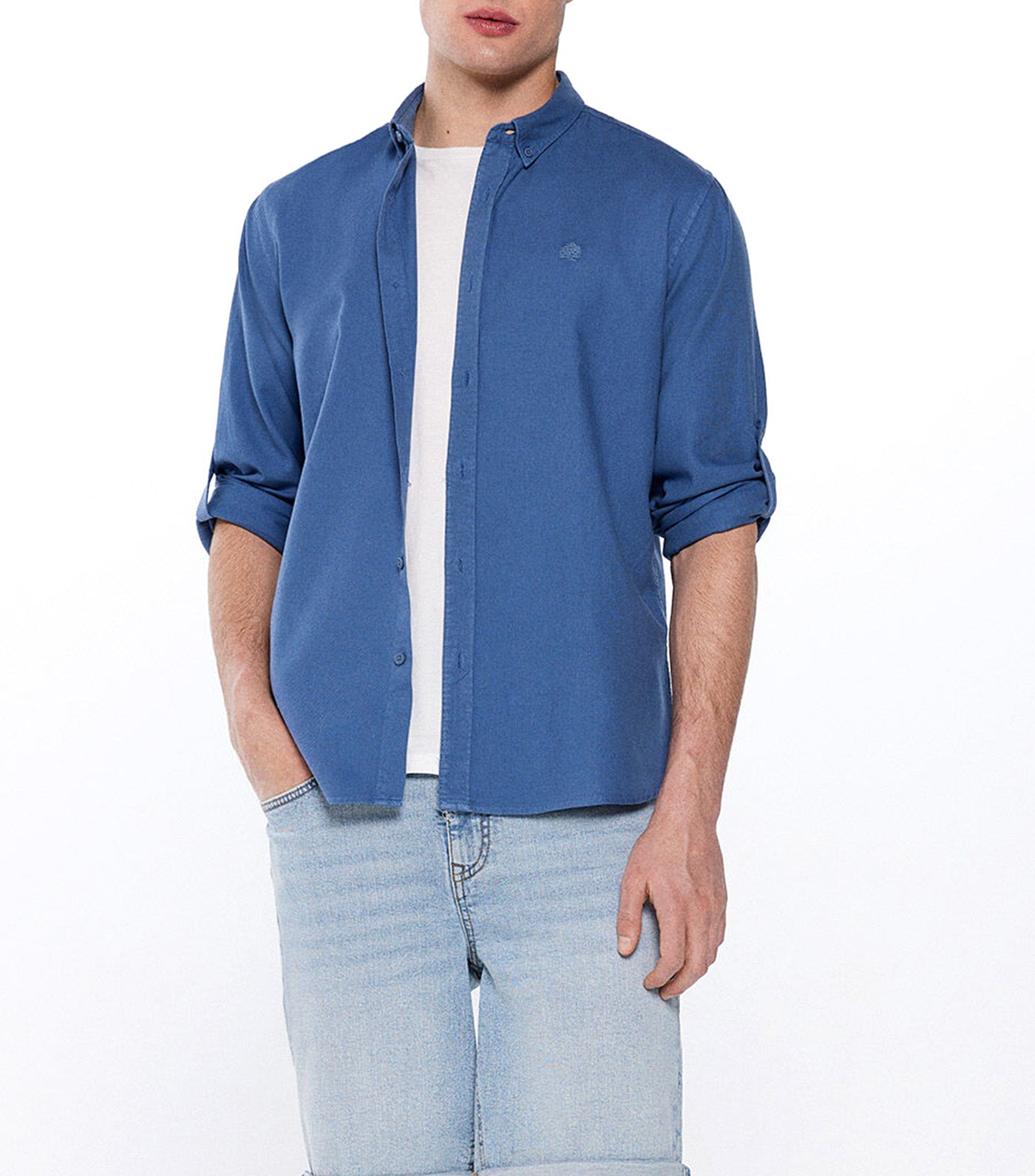 Textured Colored Shirt Blue