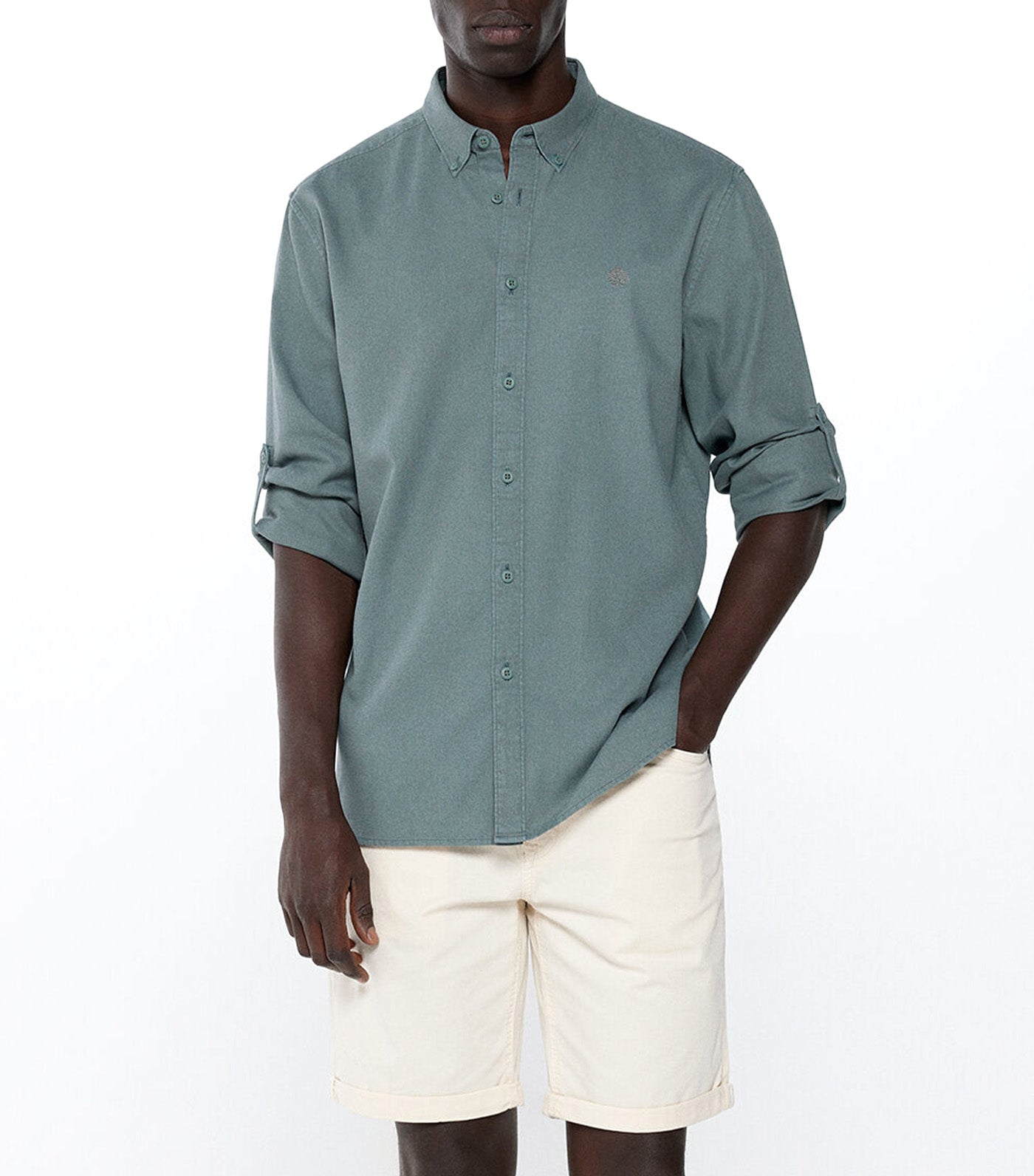 Textured Colored Shirt Green