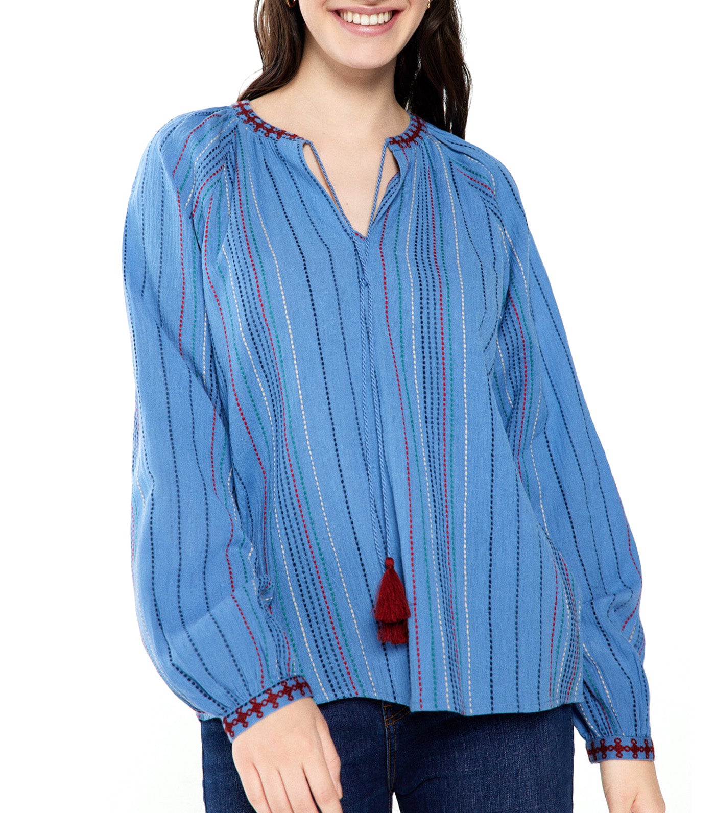 Striped Textured Boho Blouse