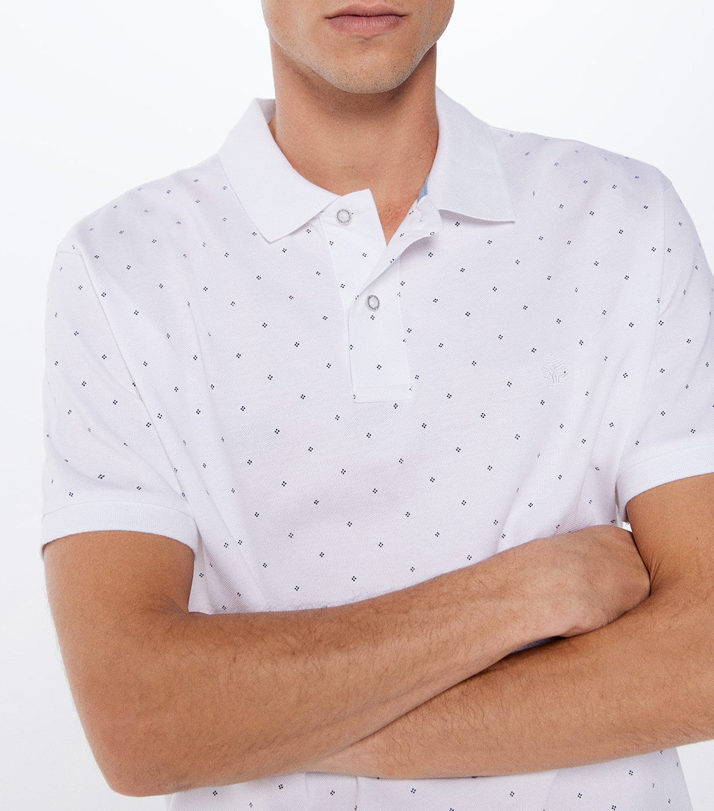 Micro-Print Piqué Polo Shirt White
