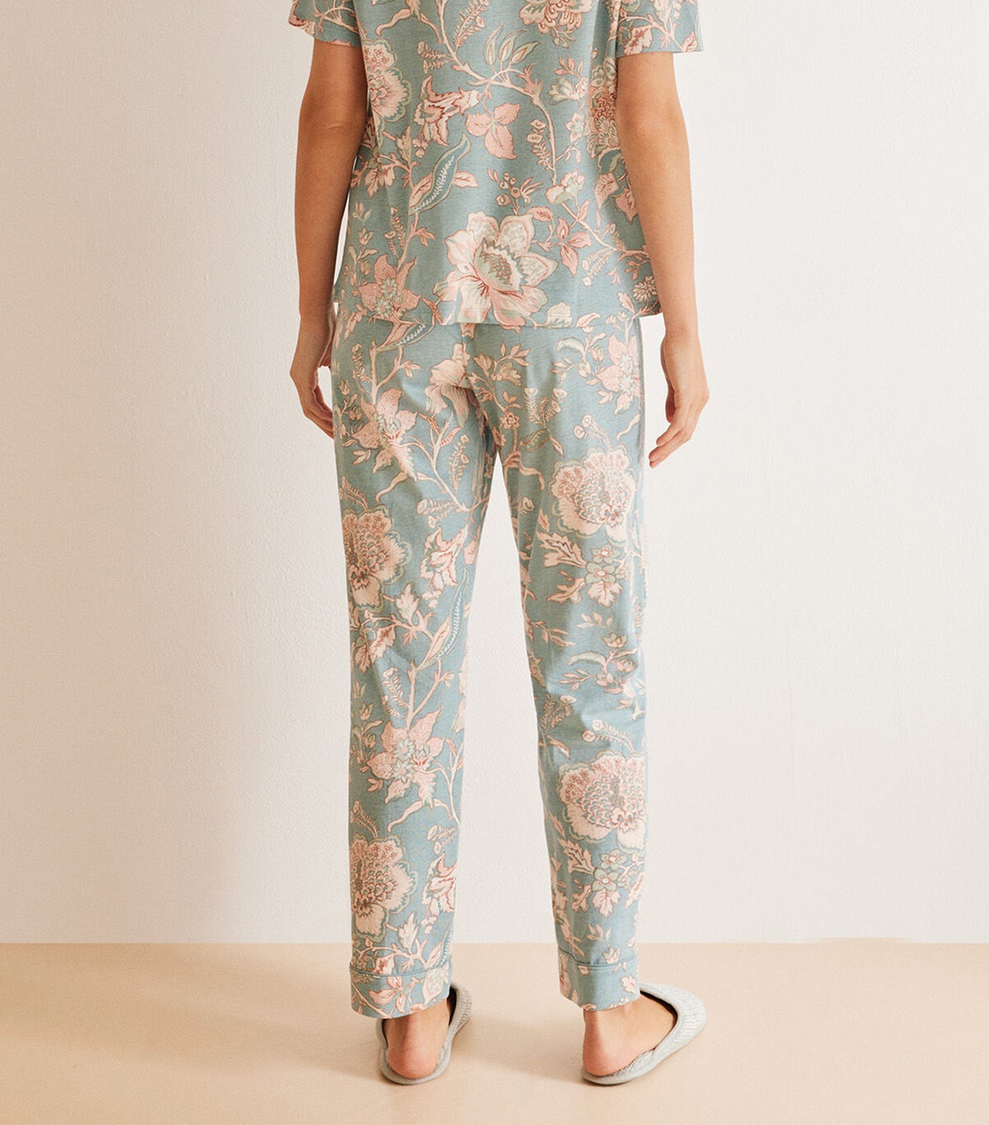 Floral Cotton Classic Pajamas Blue