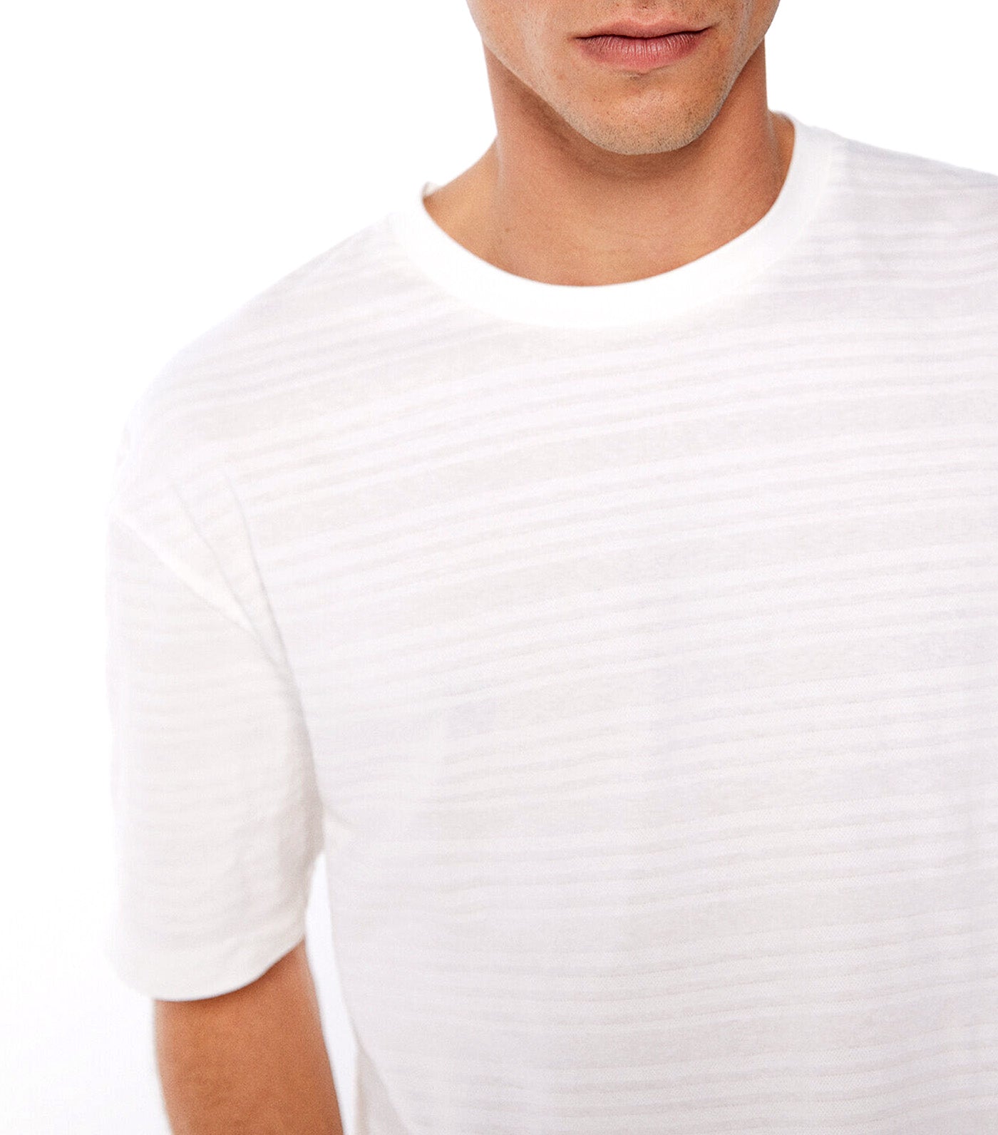 Striped Piqué T-Shirt White