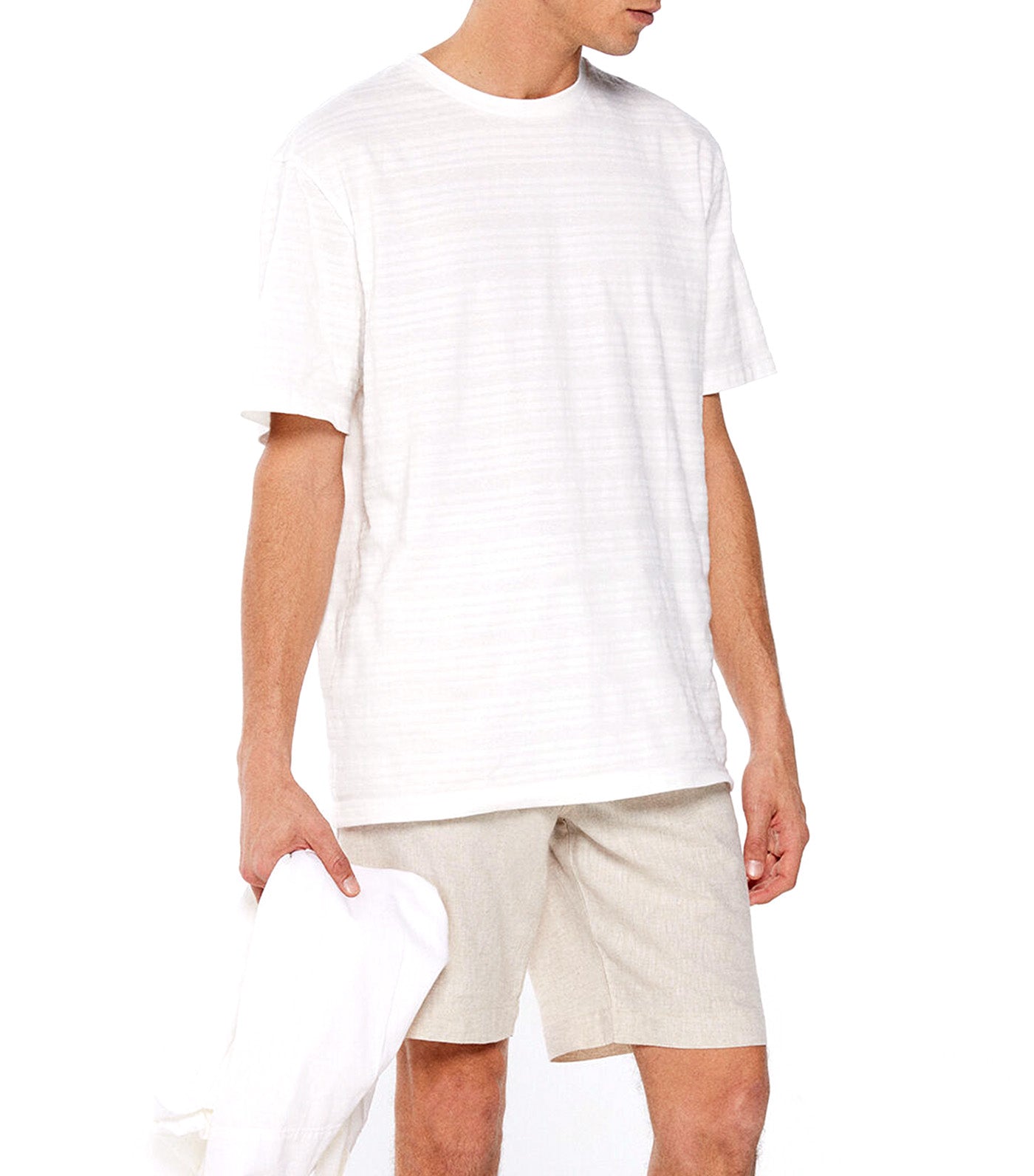 Striped Piqué T-Shirt White