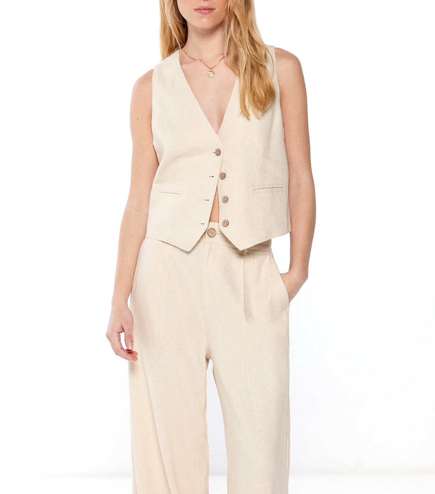 トップス eaphi linen like belt vest beige トップス linen like belt vest beige Eaphi tux-park-beige