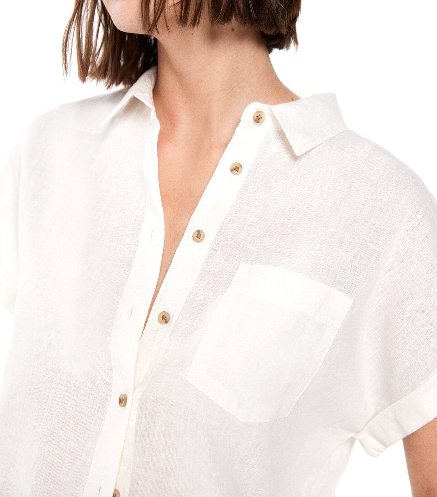 M/C Pocket Shirt With Linen White